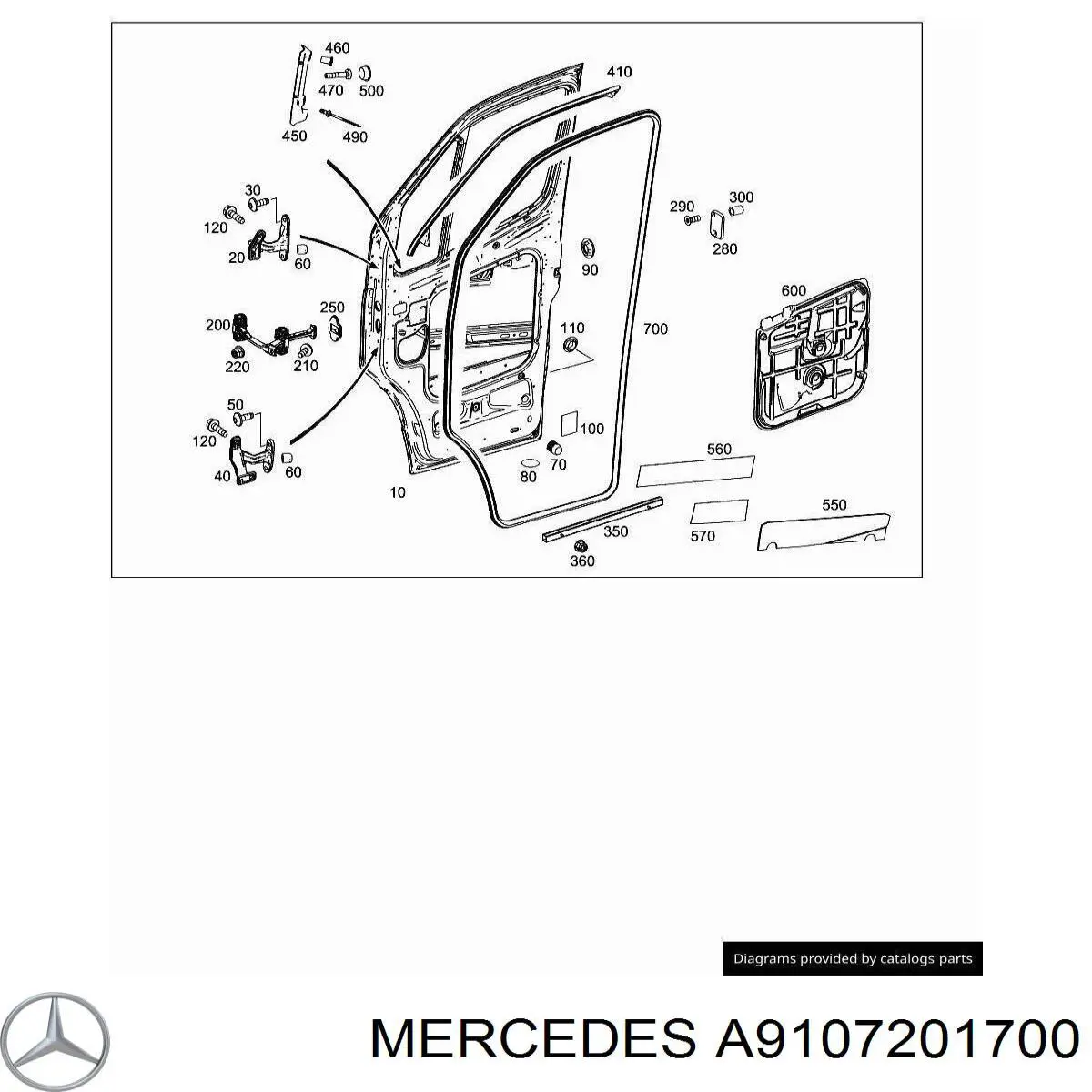 A9107201700 Mercedes limitador dianteiro de abertura de porta