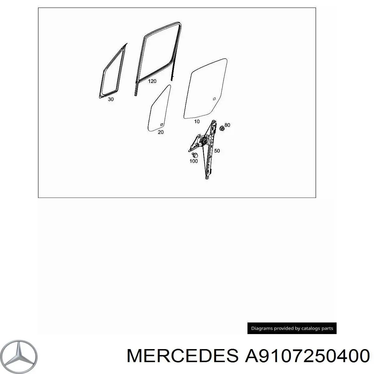 Направляющая стекла рамки двери передней левой A910725040064 Mercedes