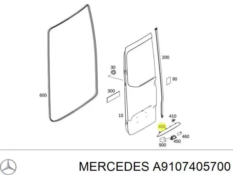 Ручка двери задней (распашной) левая наружная Mercedes 91074057009B51 цена, от 51.95 USD