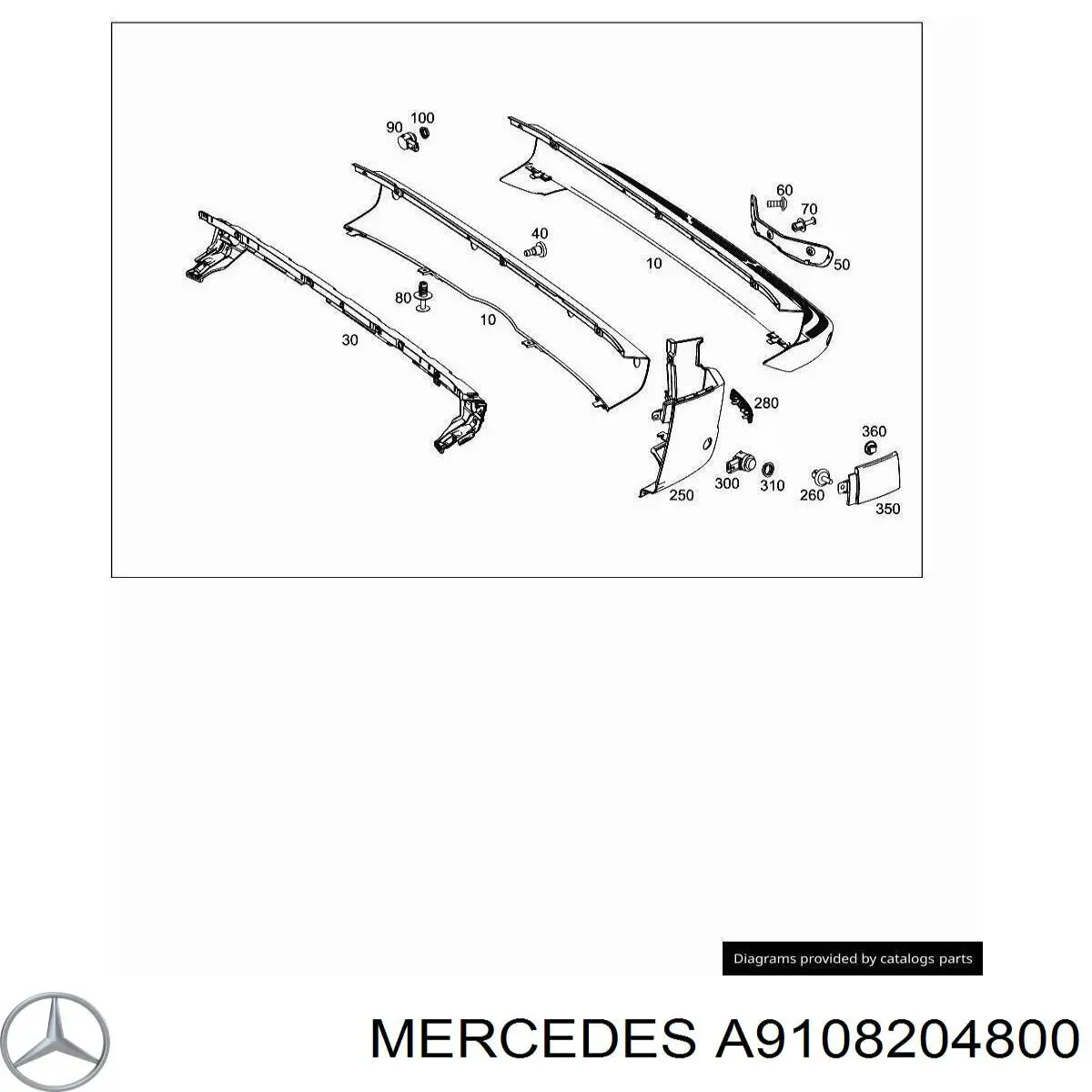 Катафот (отражатель) заднего бампера, левый на Mercedes Sprinter (907, 910)