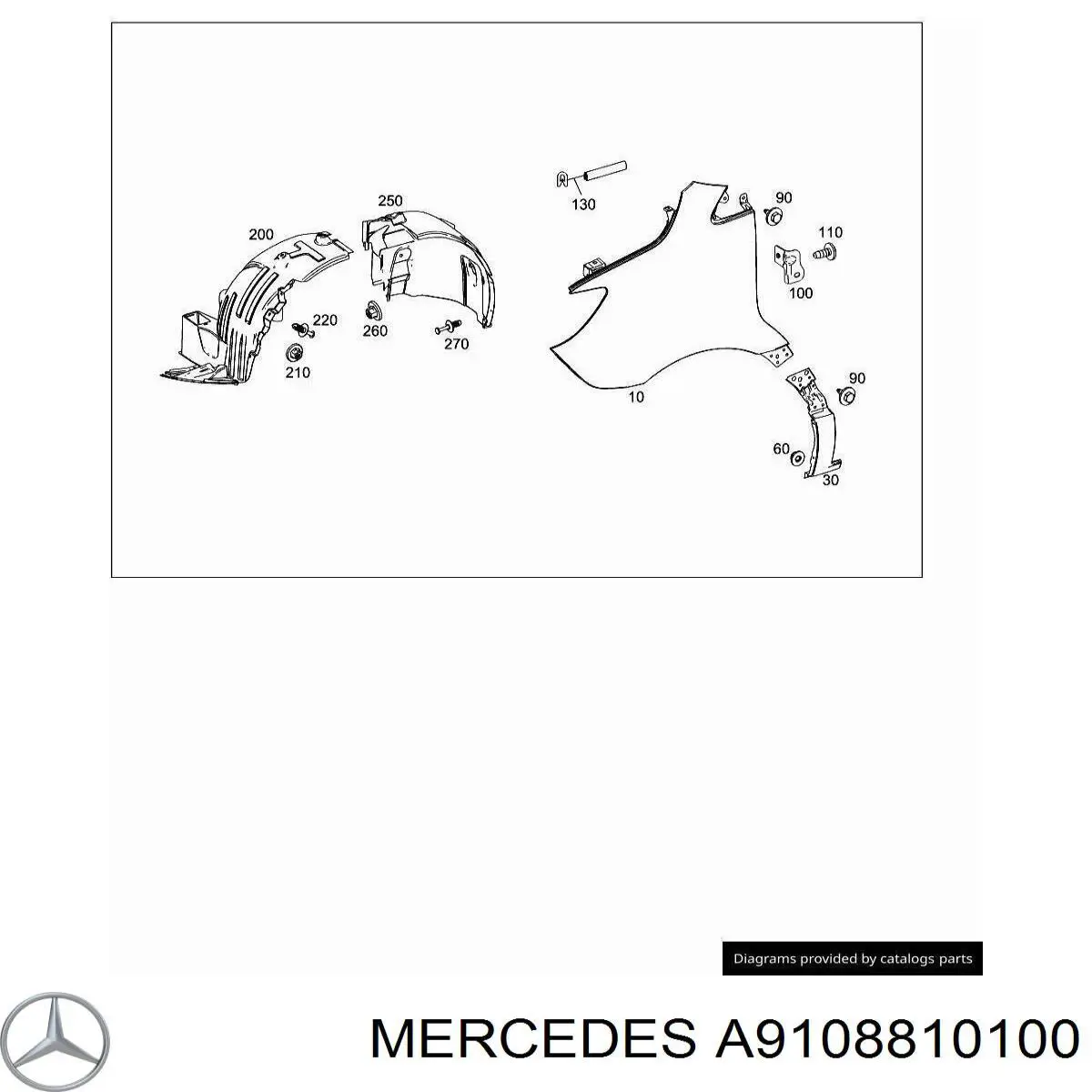 Крыло переднее правое Mercedes A9108810100