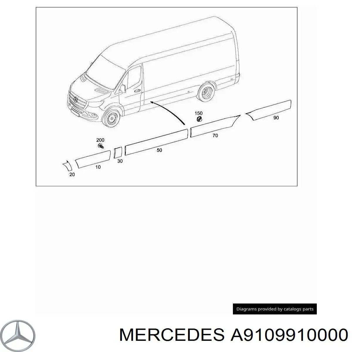 Пистон (клип) крепления молдинга двери Mercedes A9109910000 цена, от 1.34 USD