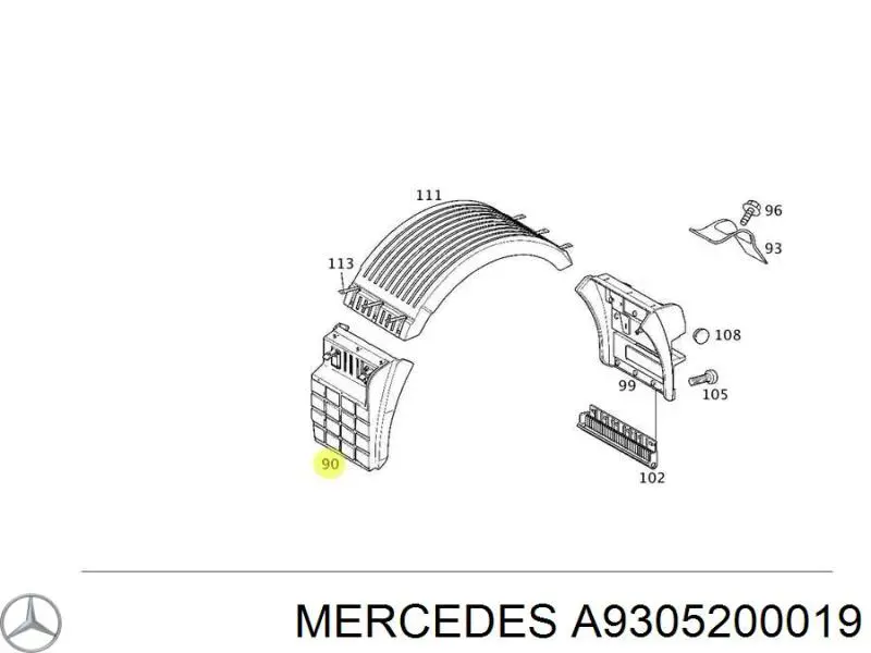 Крыло заднее левое 9305200019 Mercedes