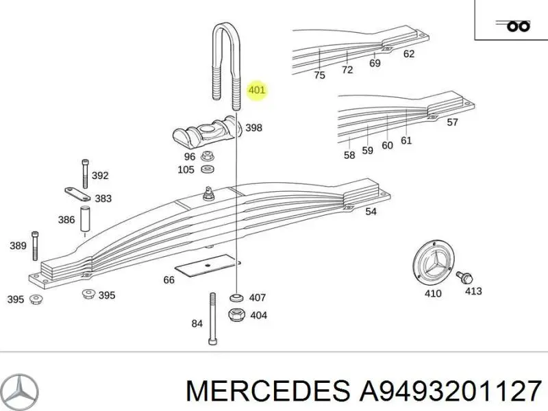 Кронштейн рессоры переднего моста Mercedes A9493201127
