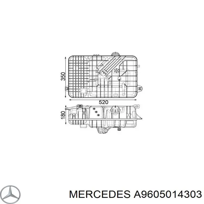 A9605014303 Mercedes tanque de expansão do sistema de esfriamento