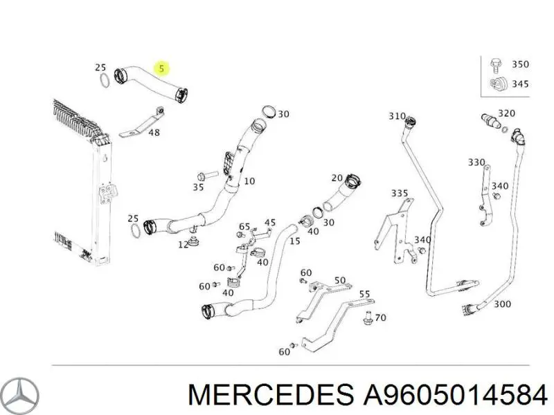 Патрубок радиатора 9605014584 Mercedes
