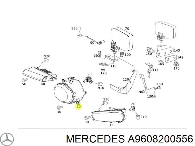 Купить 9608200556 Mercedes Туманка правая