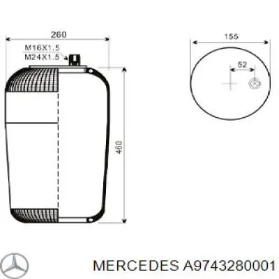 Купить A9743280001 Mercedes Пневмоподушка/пневморессора моста