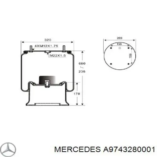 Рессора пневматической подвески Mercedes A9743280001 цена, от 51.95 USD