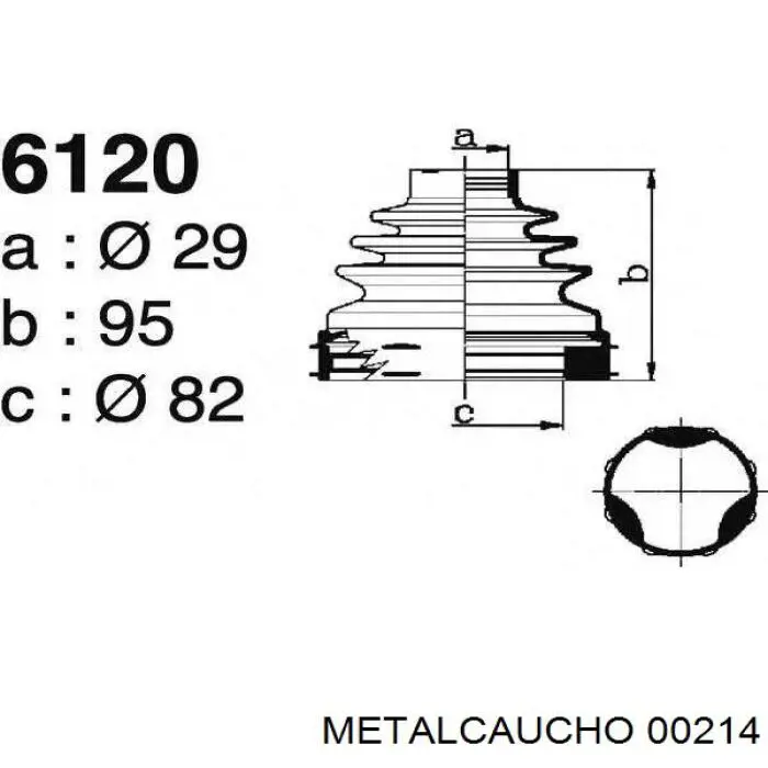 Fuelle, árbol de transmisión delantero interior 00214 Metalcaucho