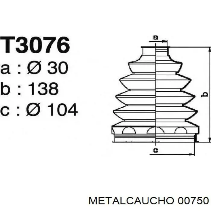 Купить 00750 Metalcaucho Пыльник гранаты наружный, передний