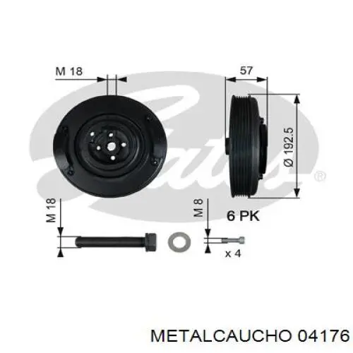 Шкив коленвала (демпфер) Metalcaucho 04176 цена, от 111.47 USD