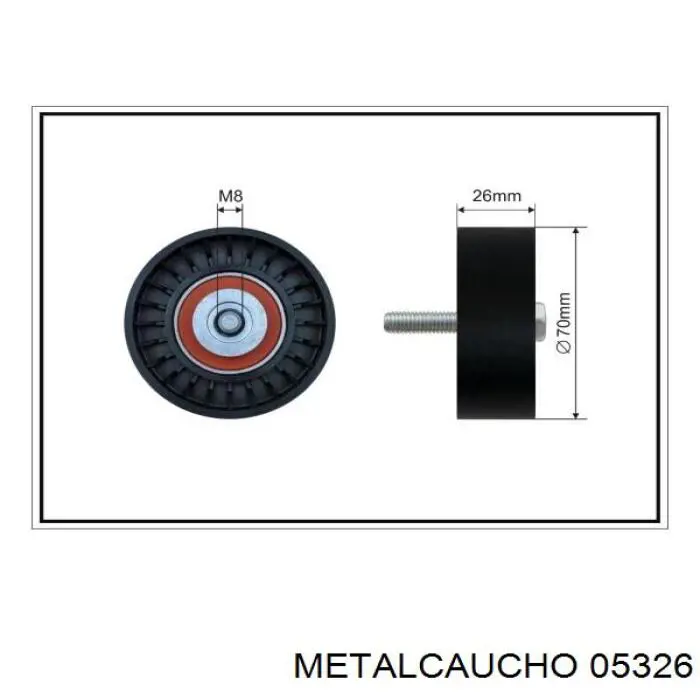 Polea inversión / guía, correa poli V 05326 Metalcaucho