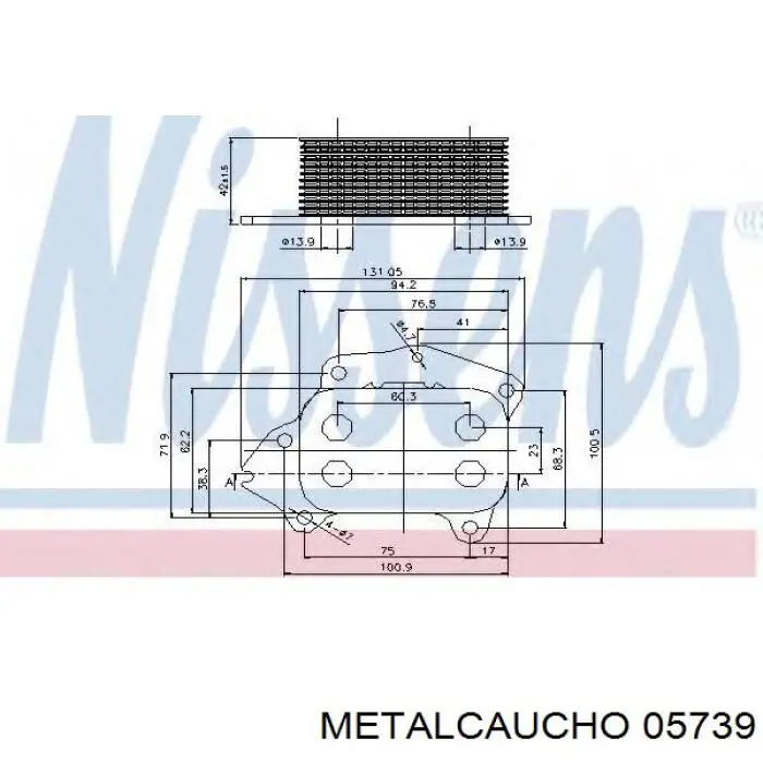 Radiador de aceite, bajo de filtro 05739 Metalcaucho