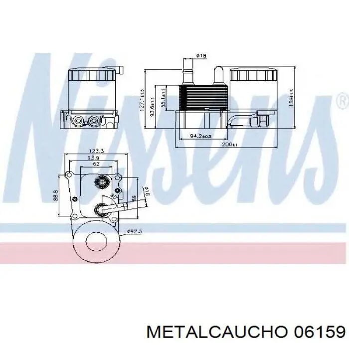 Radiador de aceite, bajo de filtro 06159 Metalcaucho
