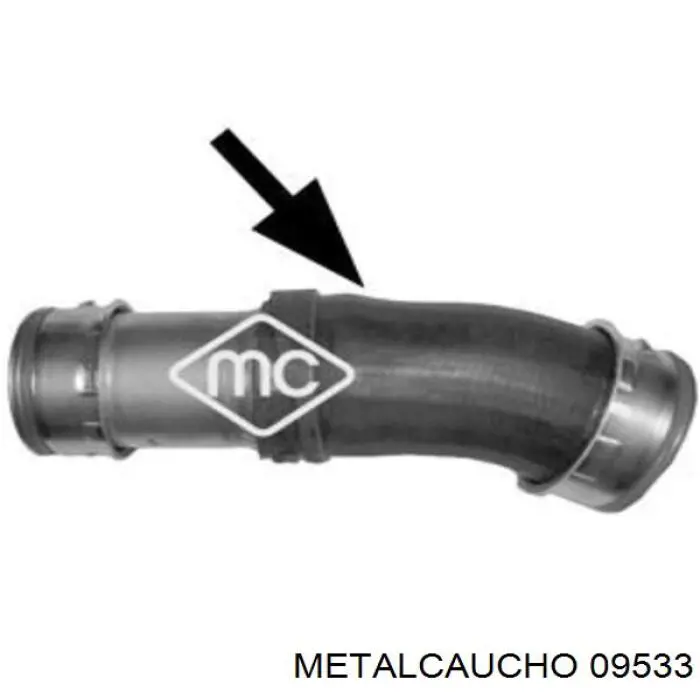 09533 Metalcaucho патрубок воздушный, выход из турбины/компрессора (наддув)
