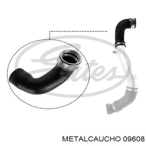 09608 Metalcaucho шланг (патрубок интеркуллера верхний левый)