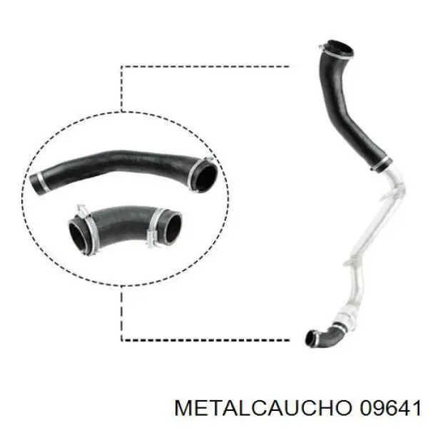 Tubo flexible de aire de sobrealimentación inferior izquierdo 09641 Metalcaucho