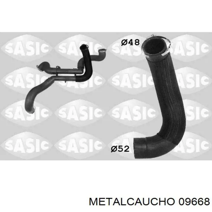 09668 Metalcaucho шланг (патрубок интеркуллера верхний левый)