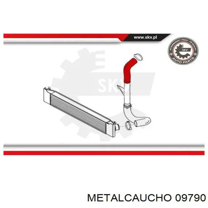 Tubo flexible de aire de sobrealimentación superior izquierdo 09790 Metalcaucho