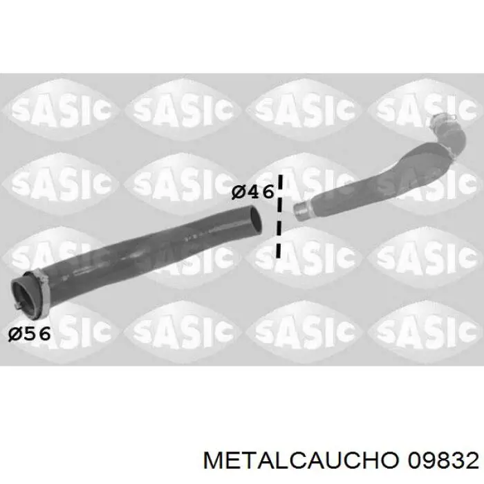 09832 Metalcaucho шланг (патрубок интеркуллера нижний левый)