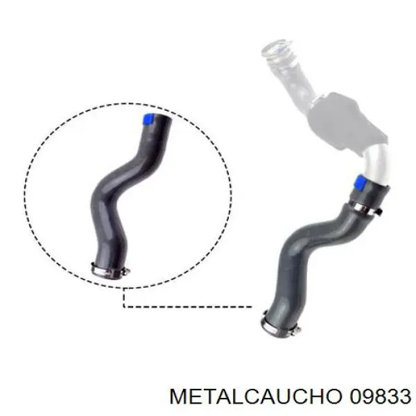 Tubo flexible de aire de sobrealimentación superior derecho 09833 Metalcaucho