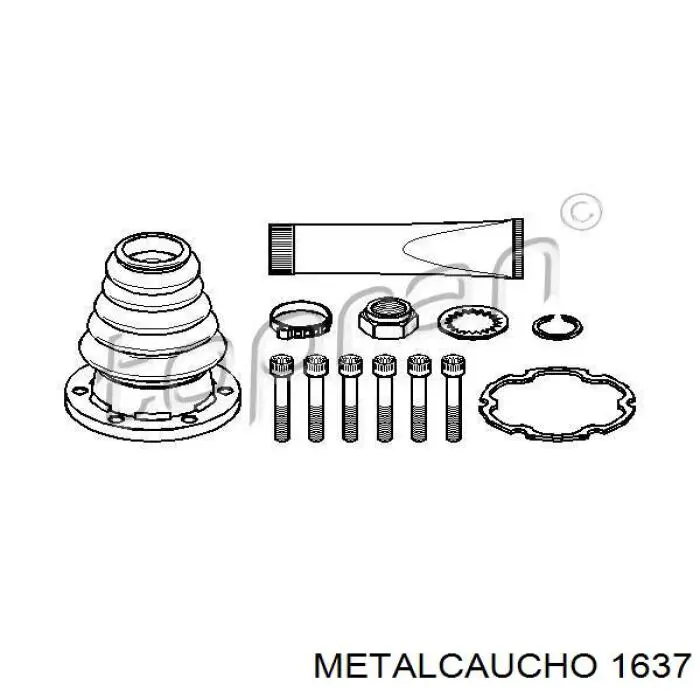 Пыльник ШРУСа передней полуоси внутренний левый 1637 Metalcaucho