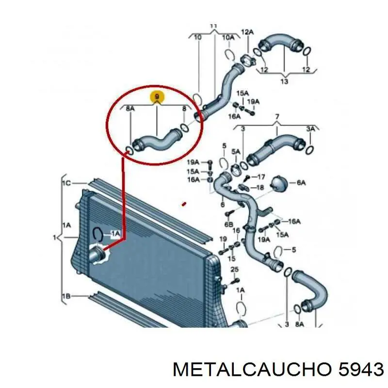 Радиатор масляный (холодильник), под фильтром 5943 Metalcaucho