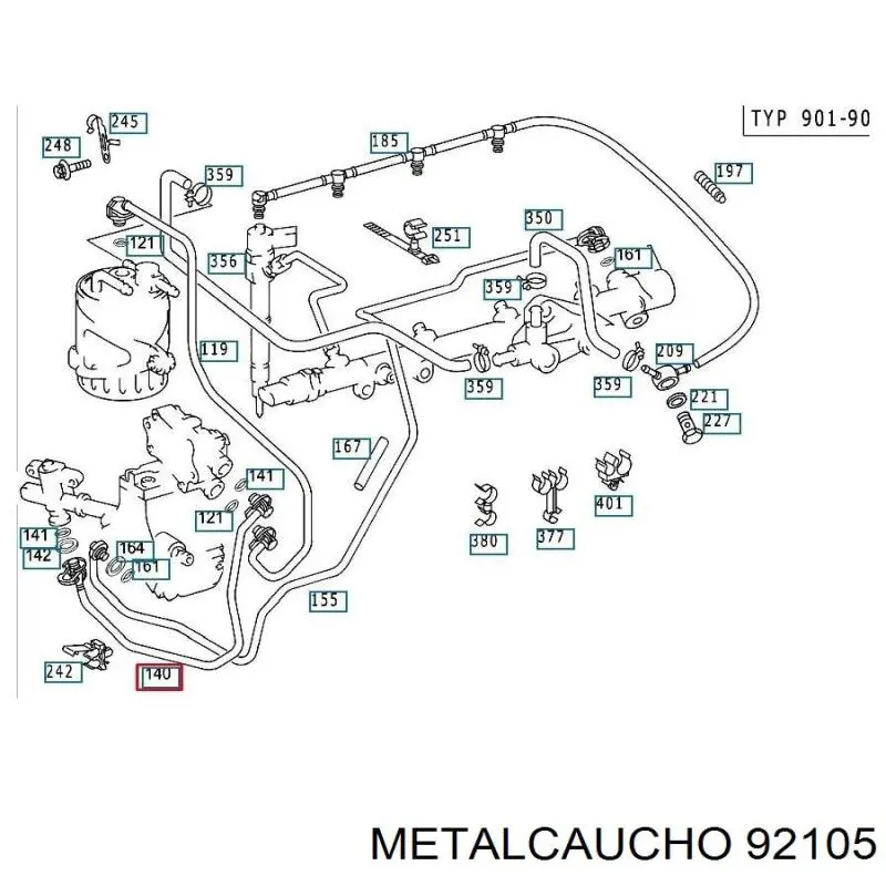 Трубка топливная от топливоподкачивающего насоса к клапану отсечки топлива 92105 Metalcaucho