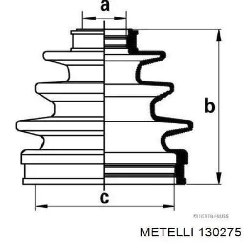 Пыльник ШРУСа передней полуоси наружный Metelli 130275