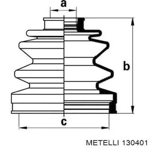 Пыльник ШРУСа передней полуоси наружный Metelli 130401