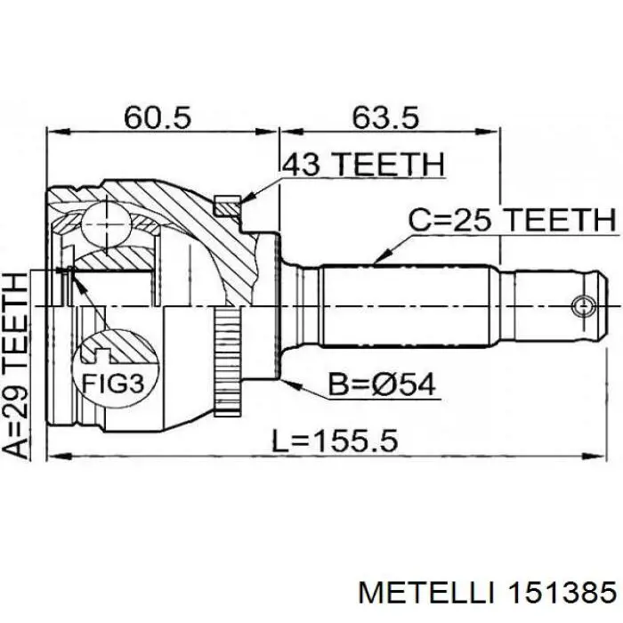 ШРУС наружный Metelli 151385