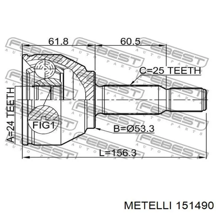 ШРУС наружный передний 151490 Metelli