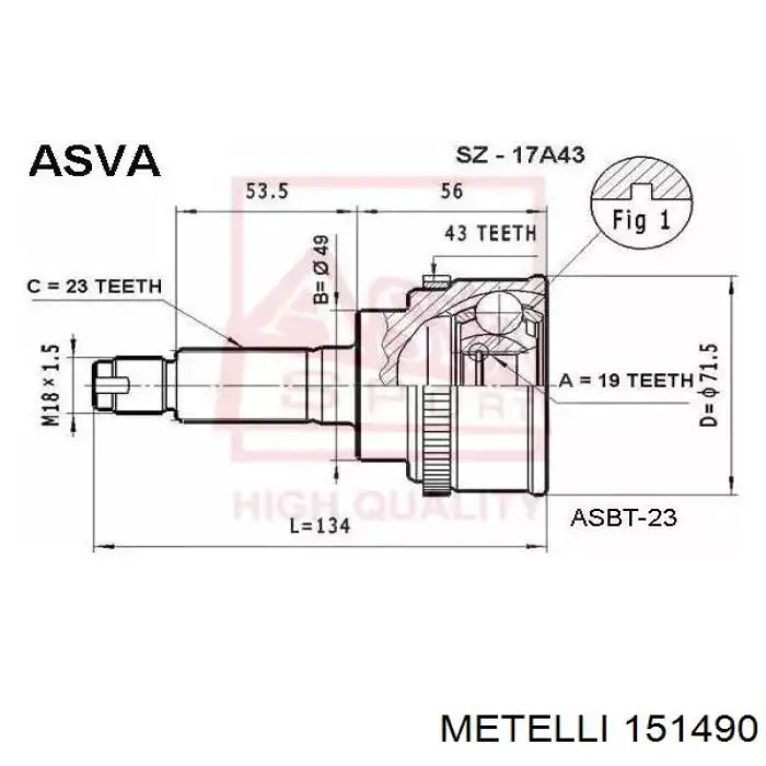 Купить 151490 Metelli Внешняя граната