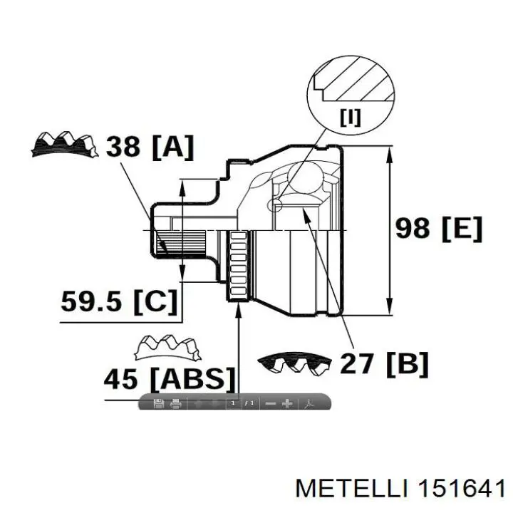 ШРУС наружный передний 151641 Metelli