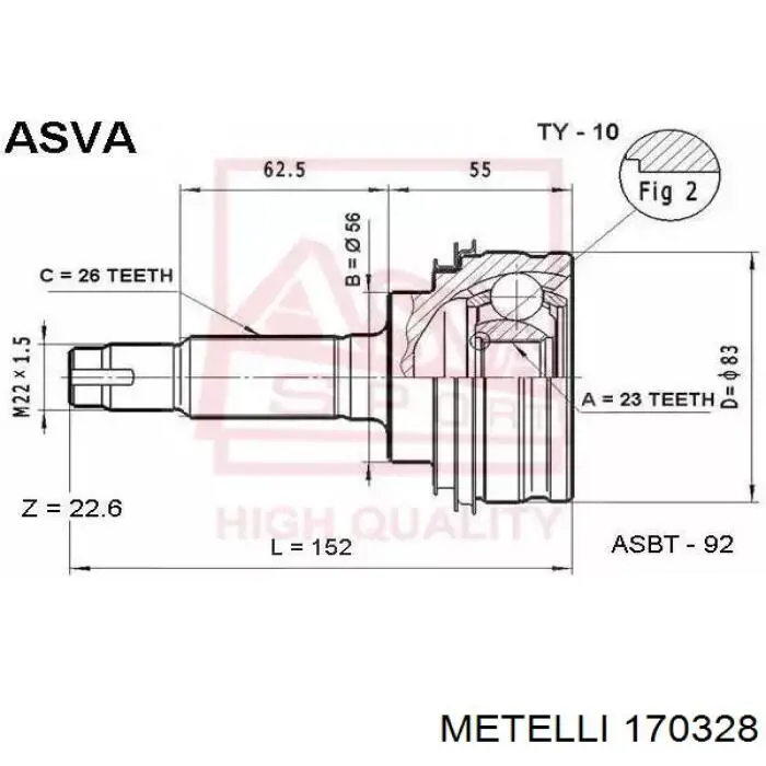 Ось передняя Fiat/Alfa/Lancia 46307316