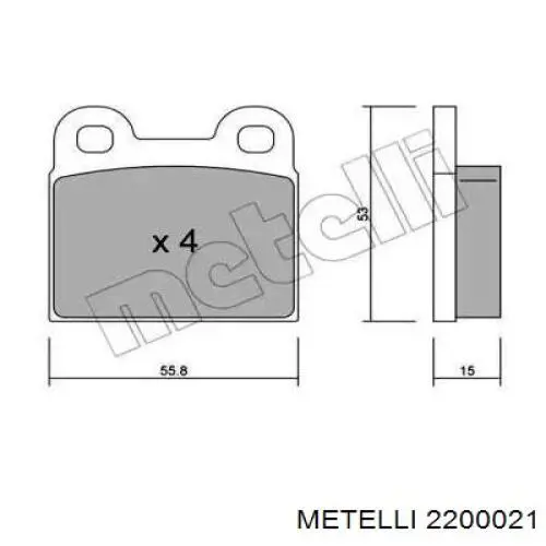 22-0002-1 Metelli колодки тормозные задние дисковые