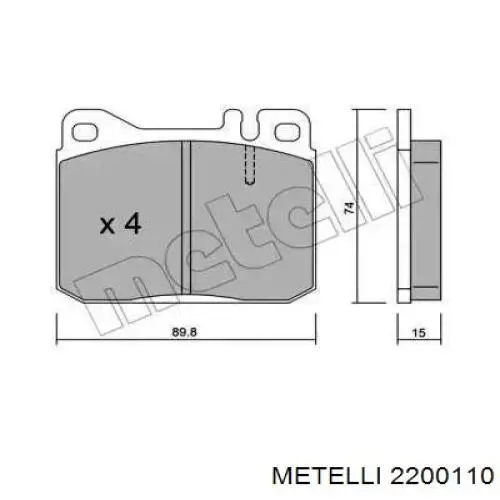 22-0011-0 Metelli передние тормозные колодки