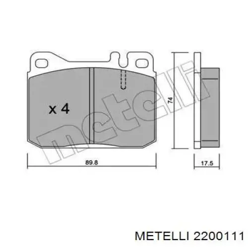 Передние тормозные колодки 2200111 Metelli