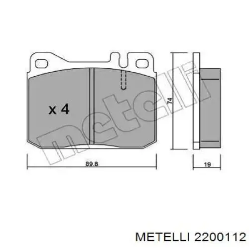 Передние тормозные колодки 2200112 Metelli