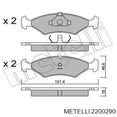 Передние тормозные колодки 2200290 Metelli