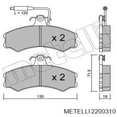 Передние тормозные колодки 2200310 Metelli