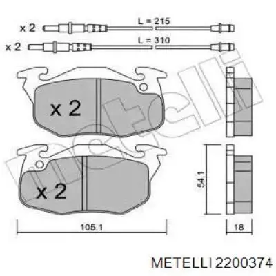 Передние тормозные колодки 2200374 Metelli