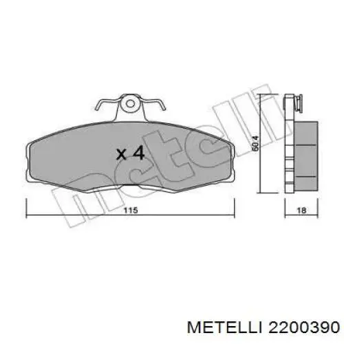 22-0039-0 Metelli передние тормозные колодки