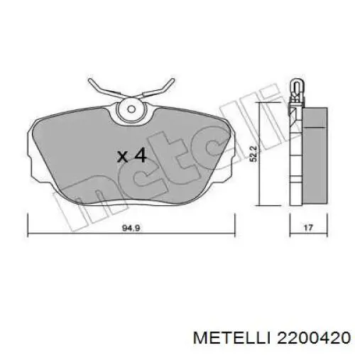 22-0042-0 Metelli передние тормозные колодки