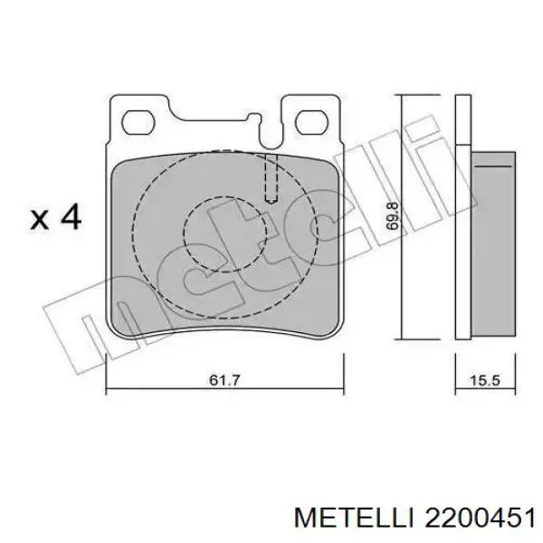 Передние тормозные колодки 2200451 Metelli