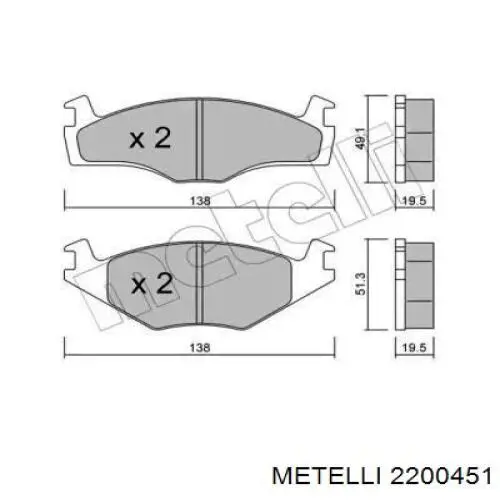 22-0045-1 Metelli колодки тормозные передние дисковые