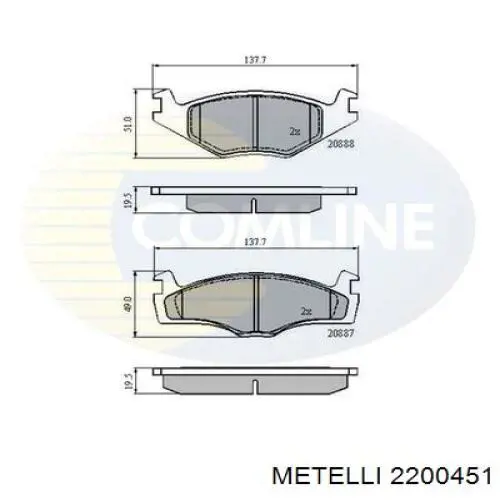 2200451 Metelli Колодки передние