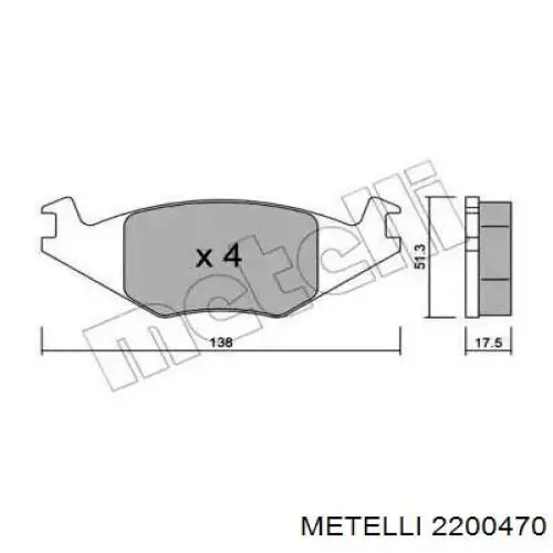 Передние тормозные колодки 2200470 Metelli