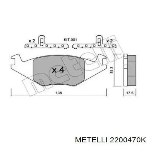 22-0047-0K Metelli колодки тормозные передние дисковые